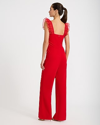 Sweetheart Flutter Sleeve Wide Leg Jumpsuit