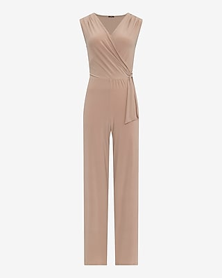 V-Neck Wrap Tie Waist Wide Leg Jumpsuit