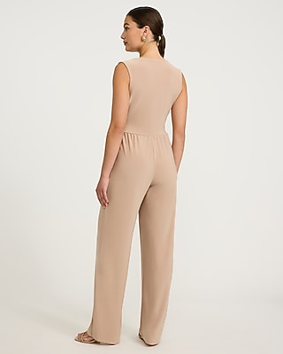 V-Neck Wrap Tie Waist Wide Leg Jumpsuit