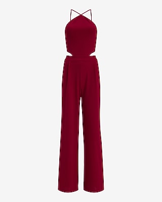 Halter Side Cutout Wide Leg Jumpsuit