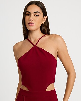 Halter Side Cutout Wide Leg Jumpsuit