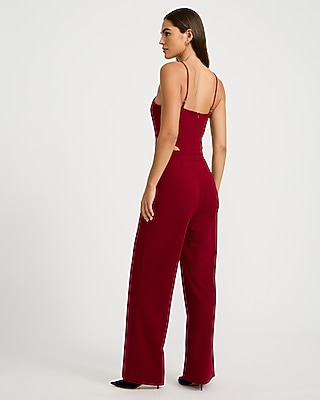 Halter Side Cutout Wide Leg Jumpsuit