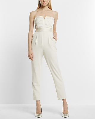 White strapless store jumpsuit express