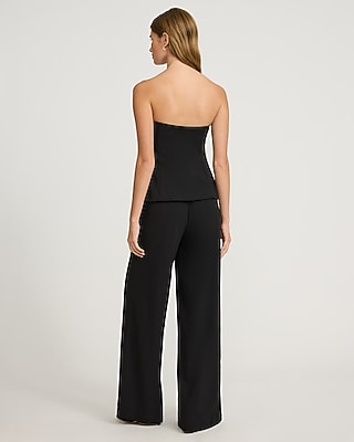 Strapless Tailored Vest Wide Leg Jumpsuit