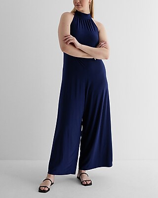 Mock Neck Shapeless Wide Leg Jumpsuit