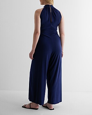 Mock Neck Shapeless Wide Leg Jumpsuit