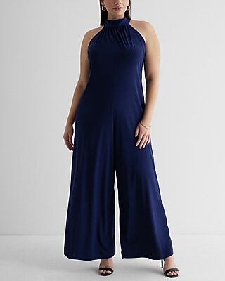 Mock Neck Shapeless Wide Leg Jumpsuit