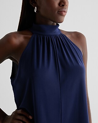 Mock Neck Shapeless Wide Leg Jumpsuit