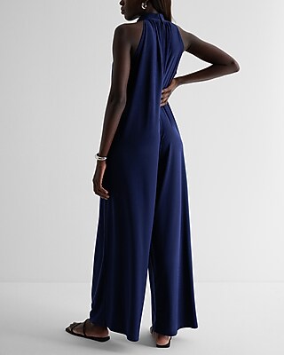 Mock Neck Shapeless Wide Leg Jumpsuit