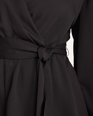 Shawl Collar Surplice Tie Waist Romper - image 2