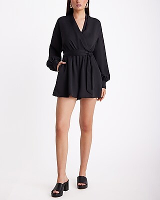 Shawl Collar Surplice Tie Waist Romper - image 4