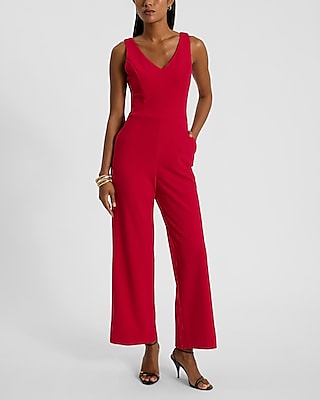 V-Neck Sleeveless Wide Leg Jumpsuit