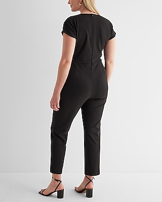 V-Neck Tie Waist Straight Leg Jumpsuit