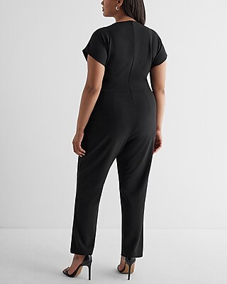 V-Neck Tie Waist Straight Leg Jumpsuit