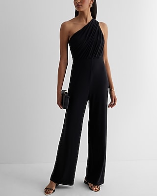 Buy Lipsy Black Petite Short Sleeve Twist Front Jersey Wide Leg Jumpsuit  from Next Luxembourg