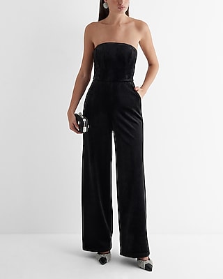 Velvet Strapless Wide Leg Jumpsuit