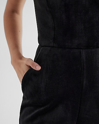 Velvet Strapless Wide Leg Jumpsuit