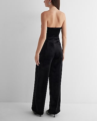 Velvet Strapless Wide Leg Jumpsuit