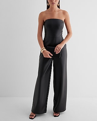 NWT Shape Fx Black Side Ruched Wide Leg Shapewear Jumpsuit Size 12