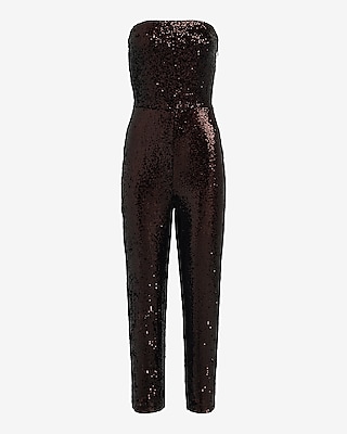 Sequin Strapless Straight Leg Jumpsuit