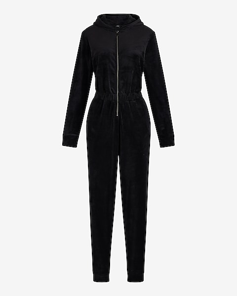 Velour Fit and Flare Jumpsuit - Black