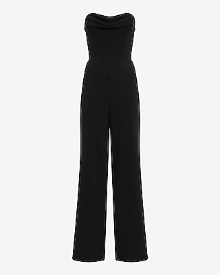 Strapless Draped Wide Leg Jumpsuit
