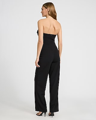 Strapless Draped Wide Leg Jumpsuit