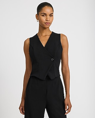 V-Neck Asymmetrical One Button Wide Leg Jumpsuit