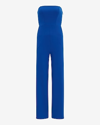 Crepe Strapless Wide Leg Jumpsuit with Pockets