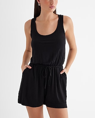 Scoop Neck Sleeveless Tie Waist Romper