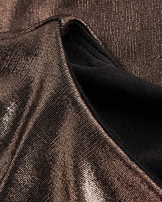Metallic Boat Neck Long Sleeve Ruched Top Maxi Dress | Express