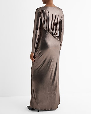chinese dress ladies Mesh Sheer Ruched Off Shoulder Long Sleeve Maxi Dress main image 0