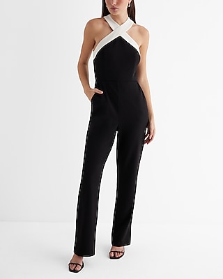 Striped Jumpsuit  Halter top jumper with cowl neck – Nuichan