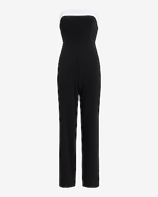 Tipped Strapless Wide Leg Jumpsuit