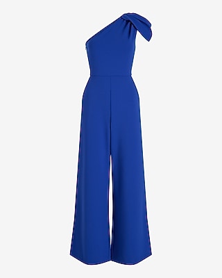 One Shoulder Puff Sleeve Wide Leg Jumpsuit