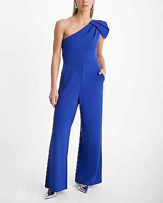 One Shoulder Puff Sleeve Wide Leg Jumpsuit