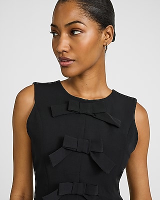 Crew Neck Bow Front Mini Dress