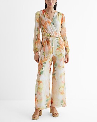 LES RÊVERIES Floral-print silk-satin wide-leg jumpsuit