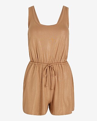 Shine Scoop Neck Sleeveless Tie Waist Romper