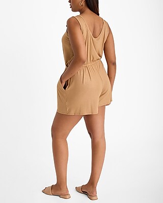 Shine Scoop Neck Sleeveless Tie Waist Romper