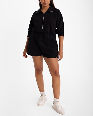 Quarter Zip Tie Waist Fleece Romper - image 5