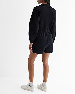 Quarter Zip Tie Waist Fleece Romper - image 4