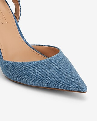 Brian Atwood X Express Denim Grommet Ankle Strap Pumps | Express