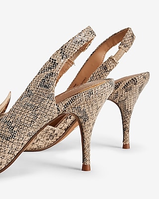 Brian Atwood x Express Snakeskin Gold Accent Slingback Pumps