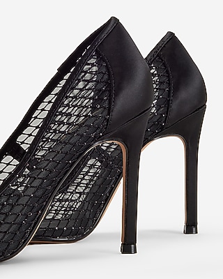 RHINESTONE MESH PUMP:PITCH BLACK:10