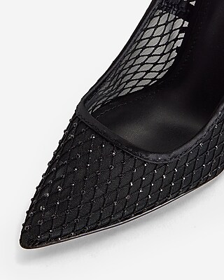 RHINESTONE MESH PUMP:PITCH BLACK:10