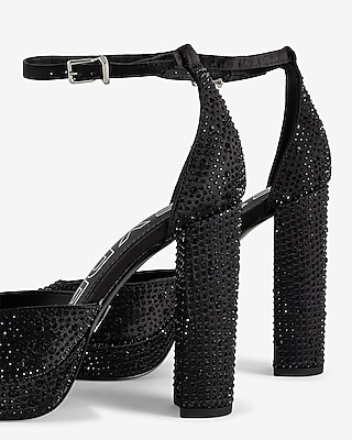 Rhinestone Closed Pointed Toe Platform Pumps