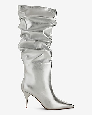 Brian Atwood x Express Metallic Slouch Thin Heeled Tall Boots