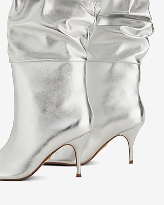 Brian Atwood x Express Metallic Slouch Thin Heeled Tall Boots