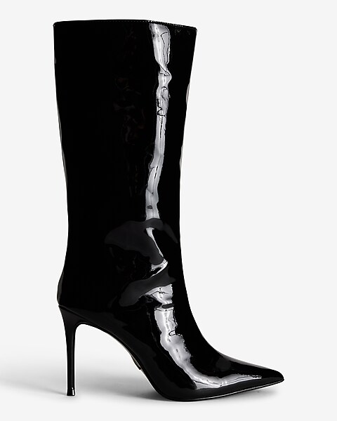 Faux Patent Leather Mid-calf Boots